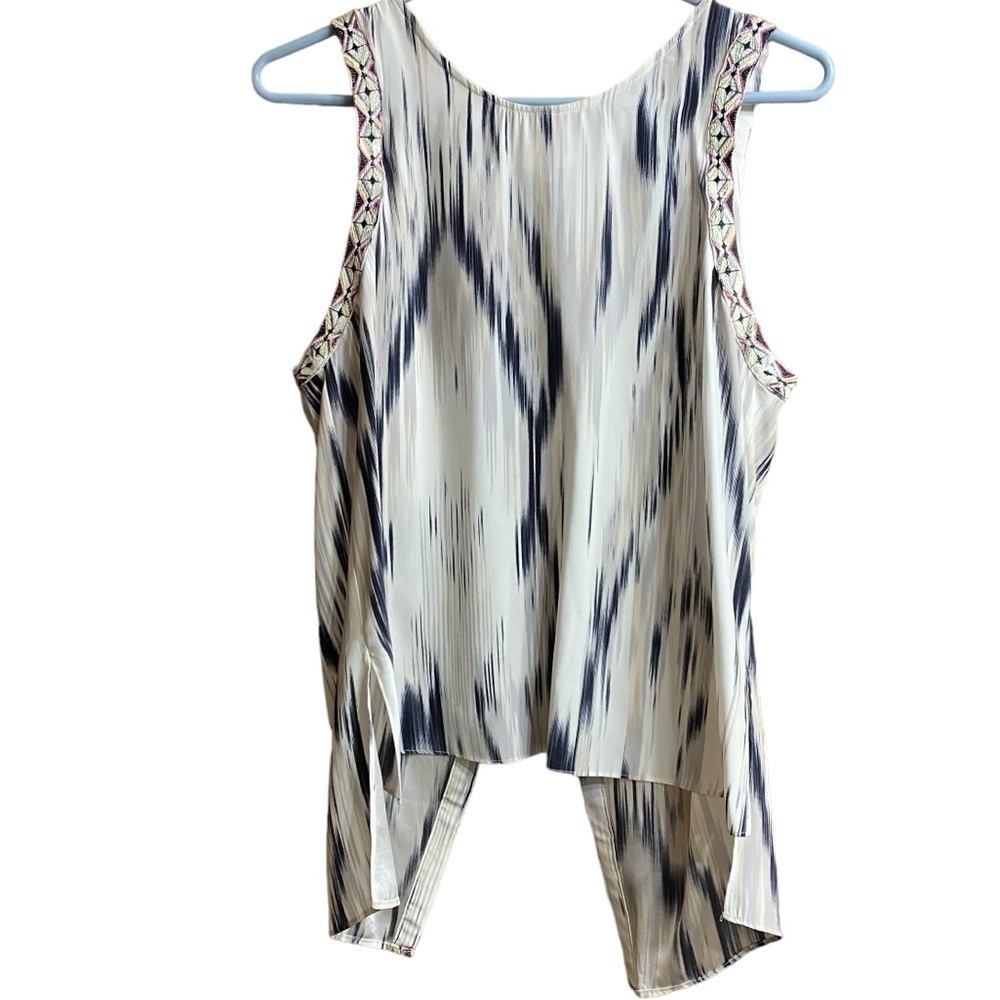 Parker Silk Ikat Split Back Embroidered Caroline Blouse Top Size XS